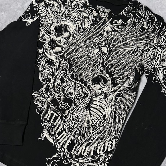 Xtreme Couture Other - Y2K Xtreme Couture Skeletons Grunge All Over Print Thermal Long Sleeve - Size XL